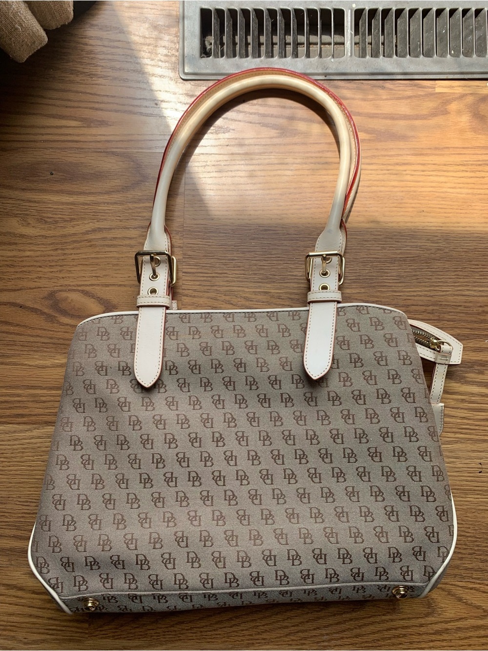 Dooney & Bourke Tan Monogram Tote Purse Designer Bag Womens Large Accessory